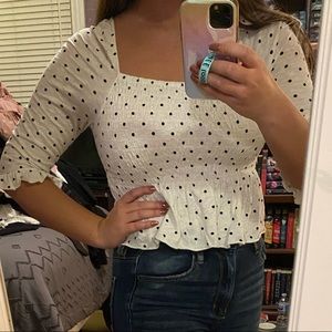 peplum blouse with 3/4 sleeves